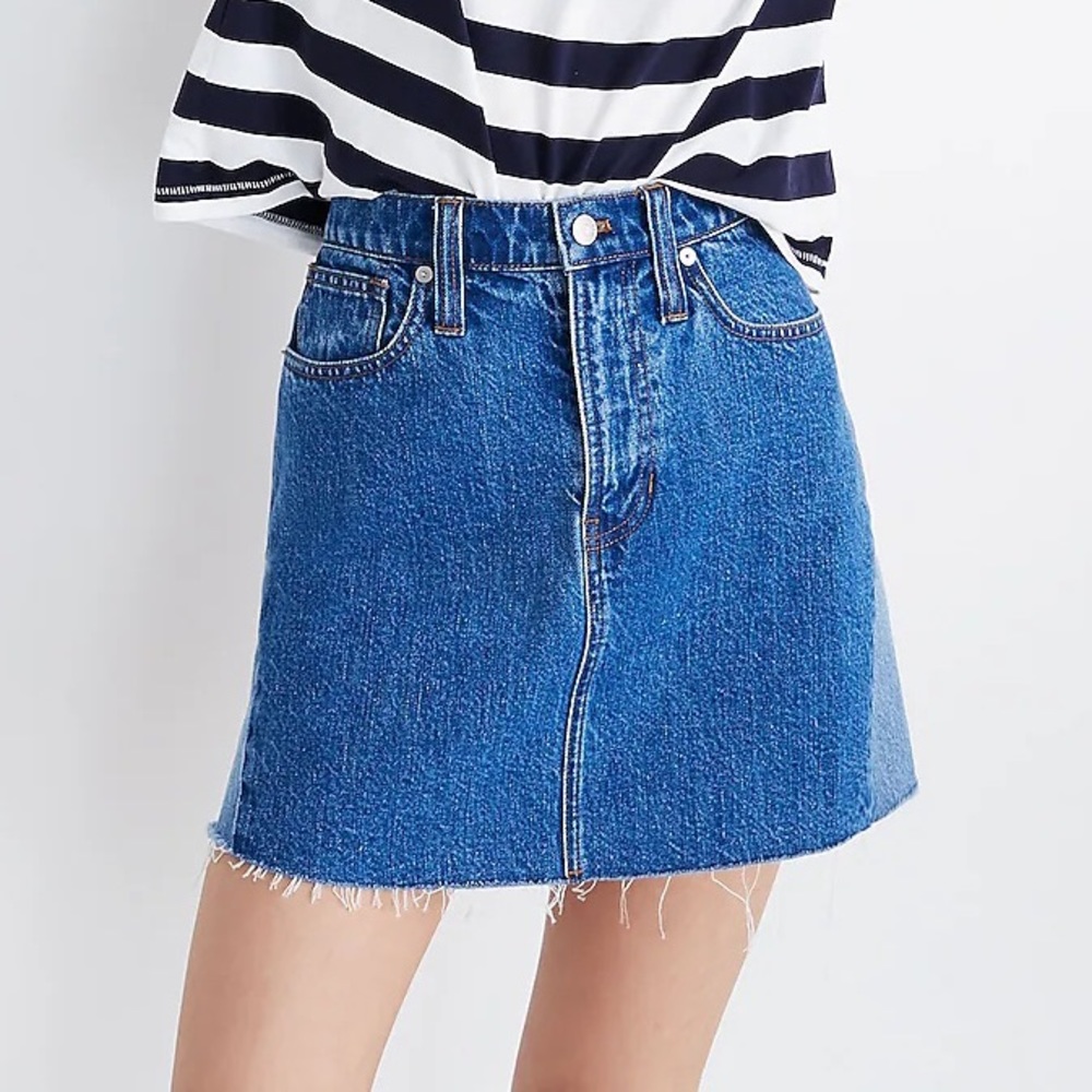 Madewell Rigid Denim A-Line Mini Skirt: Pieced Edition- Size 25